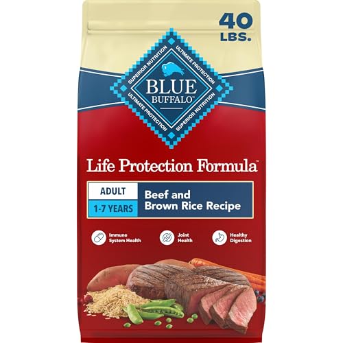 Image of Blue Buffalo Life Protection Formula Beef & Brown Rice Adult Dry Dog Food, Supports Immunity with Antioxidant-Rich LifeSource Bits, Promotes Healthy Muscle Development, Skin & Coat Health, 40 lbs.