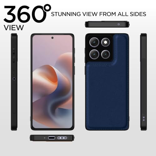 Image of Outlouders Back Cover for Motorola Moto G86 Power 5G | Full Camera Protection | Super Soft-Touch | Raised Edges | Flexible Pu Leather | Bumper Case (Blue)