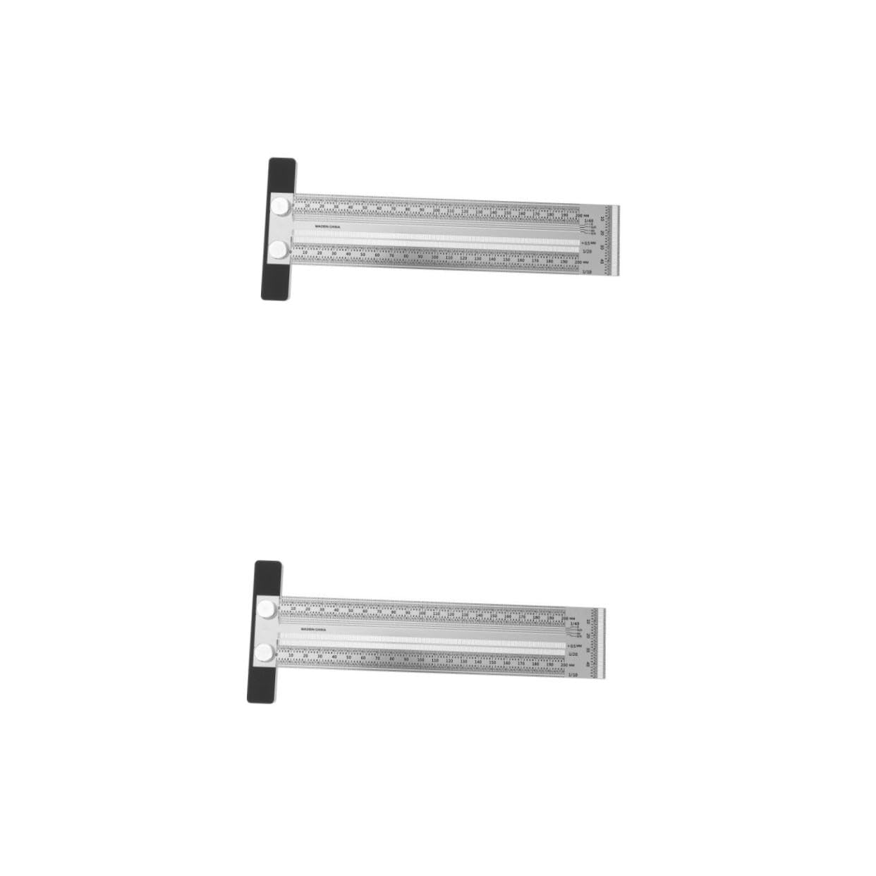 SHINEOFI 2 Piezas Regla derecho transportador con brazo carpintería carpinteros herramienta de medición gobernante de herramientas de medición Acero inoxidable Plata