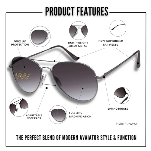 Image of proSPORT Reading Sunglass Tinted FULL LENS Sun Reader Glasses Aviator Large Men Women NOT BIFOCAL
