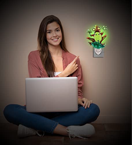Puzzled Frog Night Light - 5.5 Inch Plug In Energy Efficient Decorative Socket Lamp, Manual On & Off Portable Lights For Stairway, Bedroom, Bathroom, Nursery, Home Accessory & Kitchen Decor #TOP5