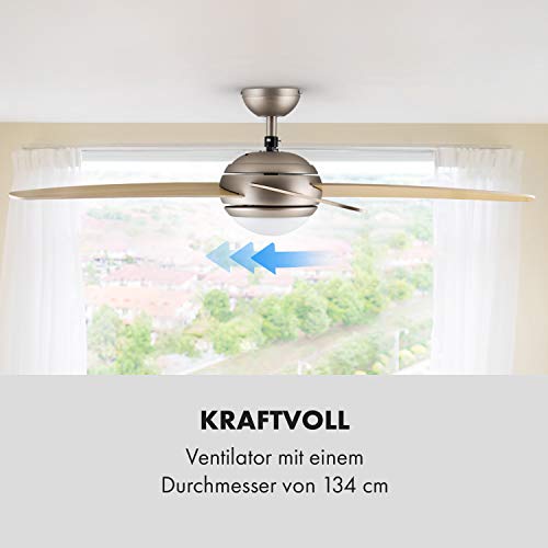 Klarstein Bolero Deckenventilator 134 cm mit Leuchte und Fernbedienung