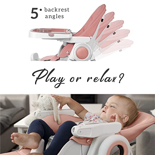 Sweety Fox Baby High Chair Adjustable To 7 Different Heights - Pink Baby Chair - Silla Para Comer De Bebe - Foldable High Chairs For Babies And Toddlers #TOP4