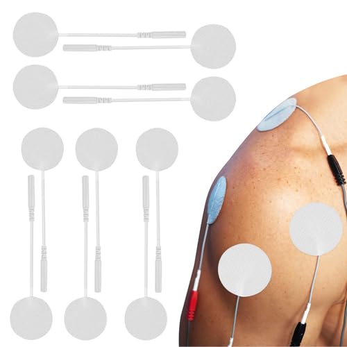 ADOCARN Almohadillas de Electrodos Autoadhesivas para Masaje 20 Piezas, 4 Tamaños Redondos, Silicona y Tela No Tejida, Uso Doméstico y Terapéutico Conectores 2Mm