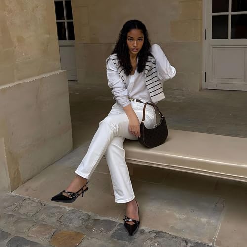 Cozivwaiy Slingback Kitten Heels for Women Pointed Toe Kitten Heel with Buckle Formal Elegant Business Shoes4