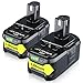 18V 4000mAh High Capacity Replacement Battery for Ryobi P104 P105 P102 P103 P107 P109 P108 P100 Lithium-ion Cordless Tools Battery (2 Packs)