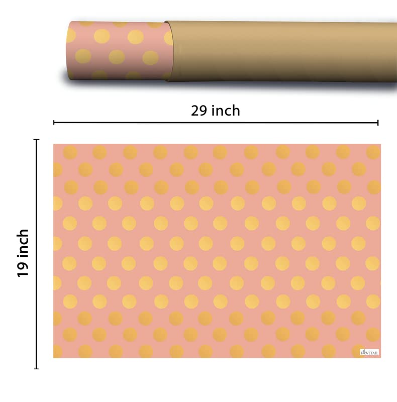 Dovetail Sunlight Gift Wrapping Paper β Pack of 20 Sheets (29 x 19 in) | Peach & Gold Polka Dot Design for Birthdays, Anniversaries, Corporate & Everyday Gifting 1