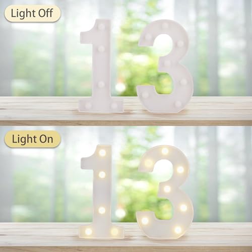 Image of LED Light Up Numbers, Marquee Number Sign for 13th Birthday Decor(13) | Battery Powered LED Lighted Numbers, Marquee Light Up Sign for Birthday Party Centerpieces Home Wall Decor Night Light