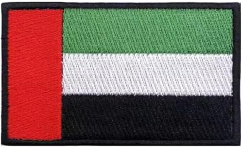 UAE Flag Embroidered Patch with Hook Backing, Black Border