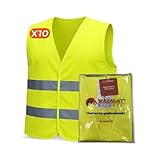 Set de 4 chalecos reflectantes para Hombre & Mujer – Cumple con EN ISO 20471 & EN ISO 13688 – Tiras Reflectantes, Ligero & Transpirable – chaleco reflectante moto, chaleco reflectante coche.