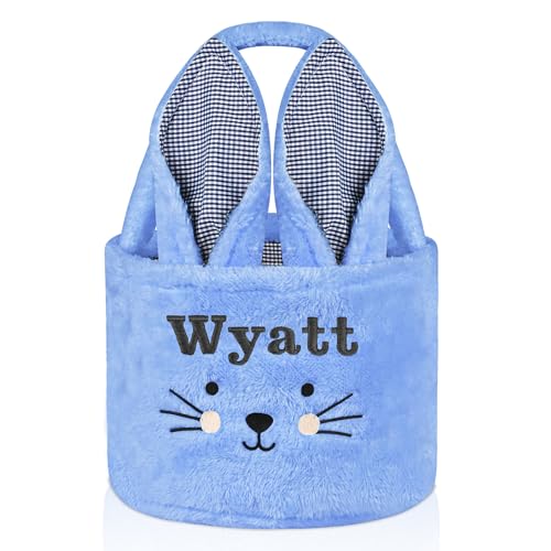 VIAKDEM Easter Baskets, Personalized Easter Basket Bunny - Blue