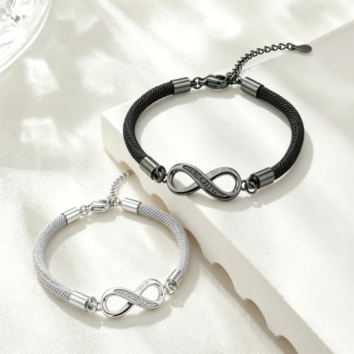 Guidre 2 Pièces Bracelet Couple Infinity Symbole Inoxydable Tissé à la main – vue 4
