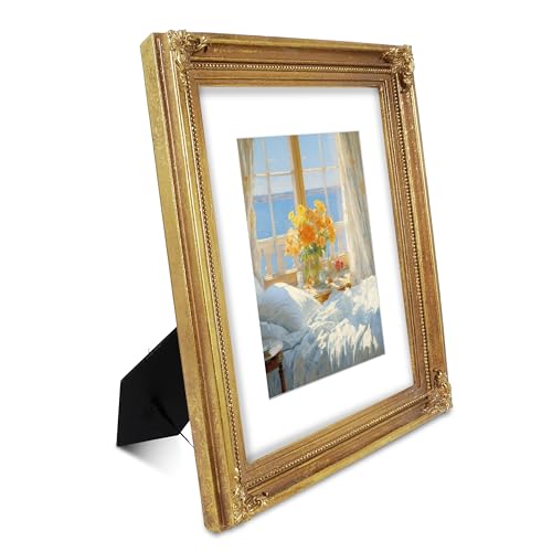 SIMON'S SHOP 8x10 Picture Frame with Mat, Gold Picture Frames for Wall and Tabletop, Vintage Picture Frames 8x10 Matted to 5x7 Image by SIMON'S SHOP - Used condition - Image 2