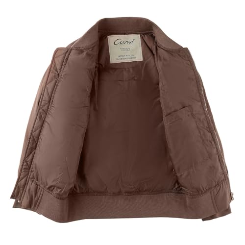CUNYI Boys' Fashion Zip Up Bomber Jacket Windproof Flight Jacket Lightweight Windbreaker Outdoor, Brown, 140 by CUNYI - Image 6