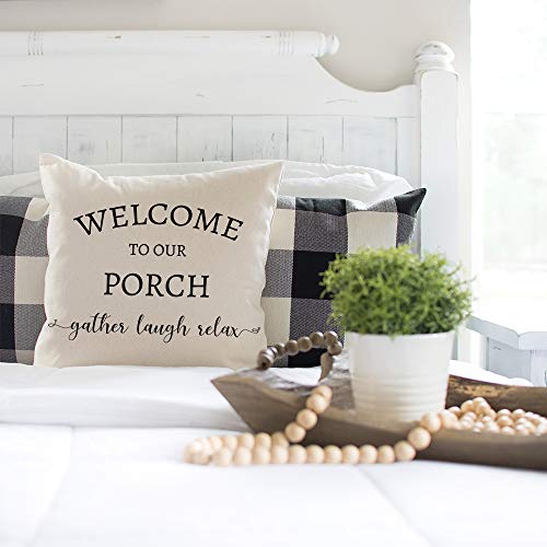 PANDICORN-Country-Farmhouse-Pillow-Covers-18×18-with-Words-Welcome-to-Our-Porch-for-Home-Farmhouse-Decor-Rustic-Black-and-Cream-Welcome-Throw-Pillow-Cases-for-Outdoor-Porch PANDICORN Country Farmhouse Pillow Covers 18×18 with Words Welcome to Our Porch for Home Farmhouse Decor Rustic Black and Cream Welcome Throw Pillow Cases for Outdoor Porch