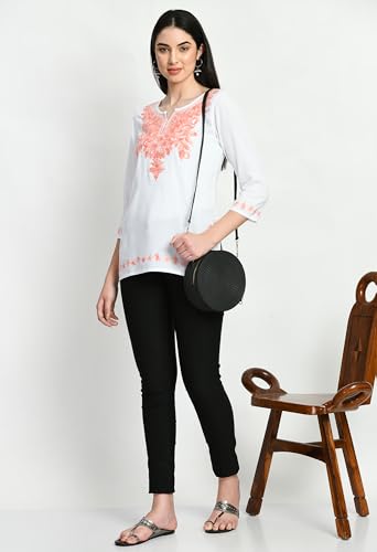 Image of QAZMI Short Kurti for Women| Rayon Cotton Embroiderd Kurta | Women