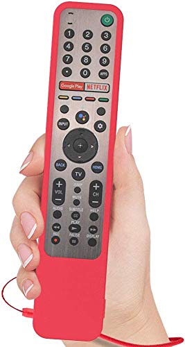 Image of Oboe Sikai Silicone Case for Sony Smart Tv Voice Remote RMF-TX600U RMF-TX500E Shockproof Protective Remote Cover Skin-Friendly Anti-Dirt Anti-Slip Anti-Lost with Remote Loop (Red)