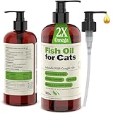 Deley Naturals Wild Caught Fish Oil for Cats with 2X Omega - Cat Fish Oil with Highest EPA & DHA Potency - Omega 3 for Cats for Shedding, Skin, Coat, Joints, Heart and Immune System - Made in the USA