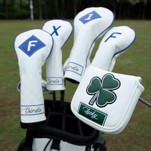 Golf Club Head Covers Mallet Putter Cover with Strong Magnetic Headcovers Fits Scotty Cameron, Taylormade, Odyssey, Titleist, Callaway Most Mallet Putter Headcover (Lucky Clover) - Thumbnail 5