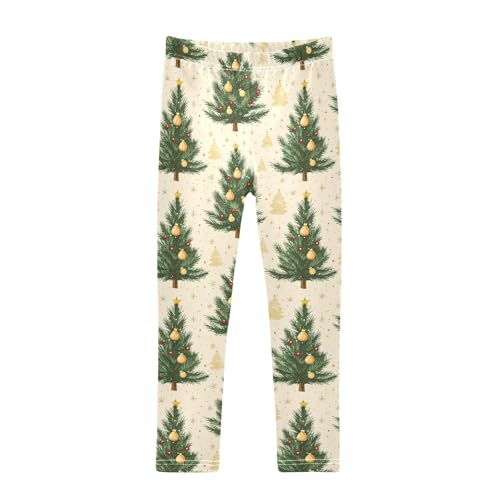 Tree Pine Beige Girls Leggings,Workout Leggings for Girls Toddler Athletic Legging Size for 3-10T