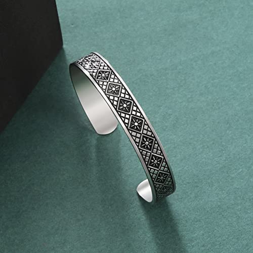 Kkjoy Sun Bracelet For Men Women Geometric Diamond Cube Bangle Vintage Gothic Stainless Steel Cuff Bracelet Pagan Amulet Cuff Bangle For Boys Girls Norse Wristband Jewelry Accessory #TOP3