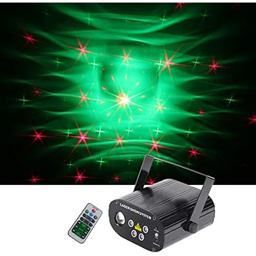 Sharelife Mini 4 Lens 90 Red Green Patterns Effect Mixed Red Green Blue LED Watermark Background Projector Light Remote Music Auto for DJ Party Show Home Gig Stage Lighting W96RGRG