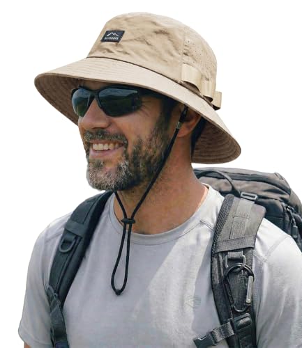 Hat Hut Sonnenhut für Herren UPF 50+ Atmungsaktive Cooling Fischerhut Leicht Bucket Hat für Outdoor Wandern Angeln (DE/NL/SE/PL Alphanumerisch Einheitsgröße Beige)