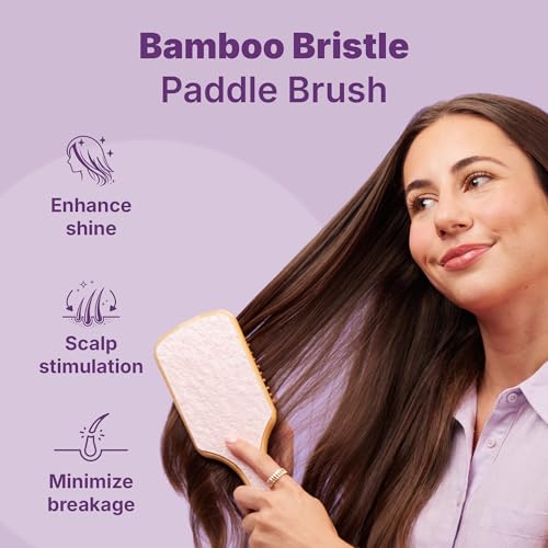 Goody Paddle Brush, Pink Sparkle, Bamboo Bristles for Ouchless Detangling, Tackles Tangles, Knots & Frizz, Use as a Detangler or Styling Brush For All Hair Types, & Girls