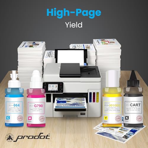 Image of ProDot Br B5000 /B6000 Inkjet Ink Refill Compatible with Brother DCP- T300, T310, T500W, T510W, T700W, T710W, T800W, T810W, MFC-T910DW, T4000DW, T4500DW Ink Tank Printers (70 ml, C /M /Y)