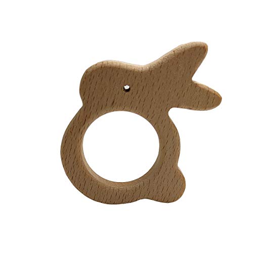 5Pcs Lovely Cartoon Wood Rabbit Pendant Pure Natural Animal Shape Beech Wooden Handmade Cut Pattern Diy Beading Necklace Pendant (Rabbit 5Pcs) #TOP5