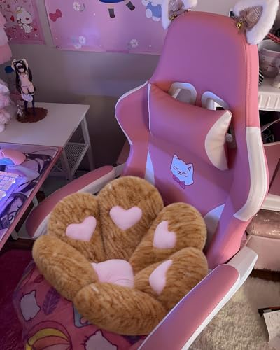 Image of MOONBEEKI Cat Paw Cushion, Comfy Chair Kawaii Plush Seat Cushions Shape Lazy Pillow for Gamer 28 inchx 24 inch Cozy Floor Cute Girl Worker Gift, Dining Room Bedroom Decorate (Creamy Yellow)