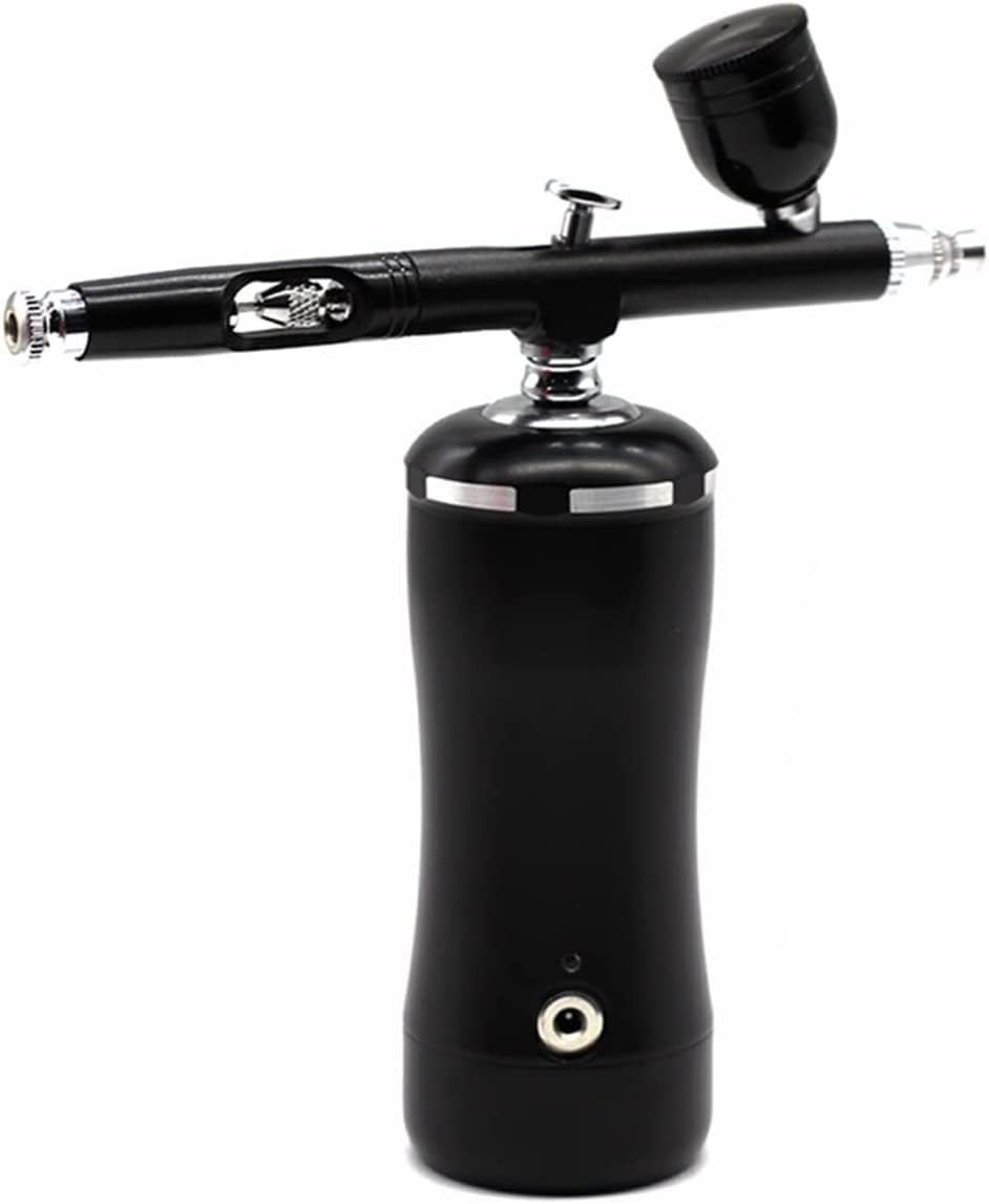 Airbrush Kit Portable Mini Airbrush Sand Blaster Airbrush Compressor Kit for Tattoo Cake Decoration for Nail Art, Makeup, Painting, and Cake Decorati(Black)