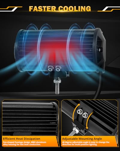 Image of Auxbeam 7 Inch 300W LED Light Bar, 6 Modes Strobe Amber Pod Yellow Fog Dual Color Spot Flood Offroad Driving, Memory Function Work Light for Truck Car ATV