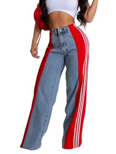 Y2k High Waisted Straight Jeans for Women - Colored Baggy Pants 2000s Style