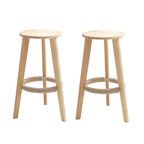 Modernos taburetes de bar de madera maciza con reposapiés, elegantes asientos de cocina para comedor, ideal para decoración del hogar