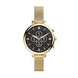 Fossil Women's 38mm Monroe Stainless Steel Mesh Hybrid HR Smart Watch, Color: Gold (Model: FTW7038)