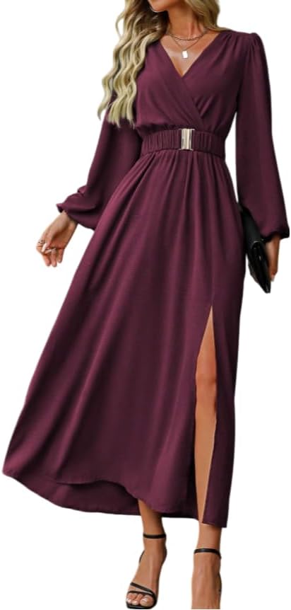 Women's Cocktail Dresses for Women Elegant Dresses Belt Slit Long Maxi Dress