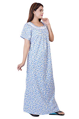 Image of Women's Cotton Block Print Knee Length Nighty