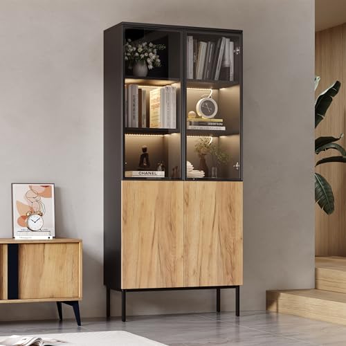 Aunvla Vitrina con puertas de cristal,...