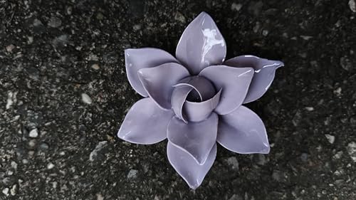 Image of Ceramic Flower Wall Art Decor, Artificial Flower Wall Sculpture,Handmade Ceramic Flowers for Home,Hallway,Living Room, Kitchen,Bathroom (Purple,Magnolia, 2.76 inch)