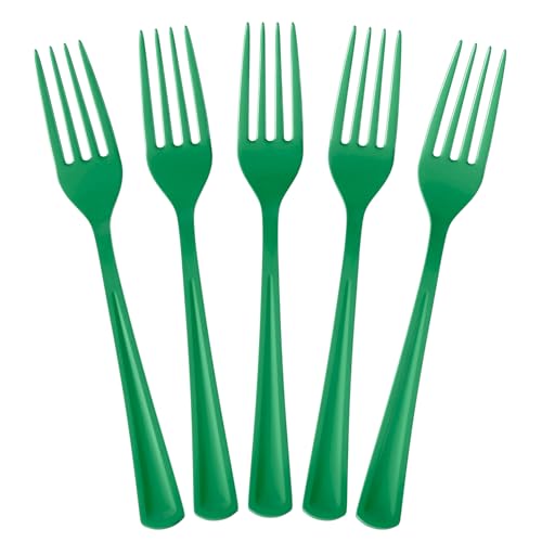 Exquisite Emerald Green Plastic Forks 50 Pcs Green Forks Disposable Utensils Heavy Duty Plastic Cutlery Set Disposable Cutlery Sets Flatware Sets Silverware Set For Party Supplies & Party Tableware