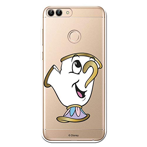 Custodia per Huawei P Smart Ufficiale di La Bella e la Bestia Chip Potts Silueta Trasparente per proteggere il tuo cellulare Cover per Huawei in Silicone Flessibile con Licenza Ufficiale Disney