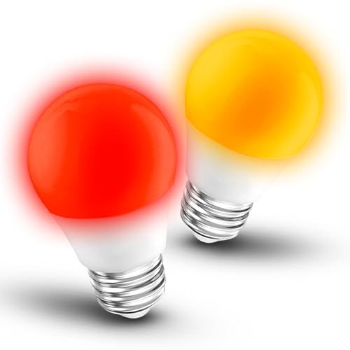 Image of Amber Light Bulb 1800k and 625nm Red Light Bulbs, 1pcs amber+1pcs Red, 3W | Blue Light Blocking 25-40W Equivalent, Warm Light Bulbs for Bedroom Healthy Sleep Porch Party Holiday Lighting, Non-Dimmable