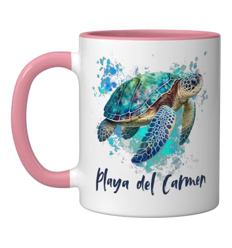 Playa Del Carmen Mexico Playa Souvenir Ceramic Mug, Pink/White, 11oz