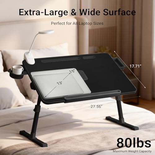 Image of iXTRA Adjustable Laptop Lap Desk with Cooling Fan USB Light for Adults