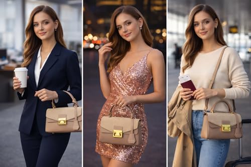 Image of KUNCHI CREST Women's Structured Handbag with Sling Strap | Premium Textured Flap Bag | Elegant Designer Purse for Party, Wedding & Office