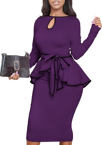 Image of Women's Bodycon Vintage Dresses Elegant Peplum Dresses for Women Business Work Office