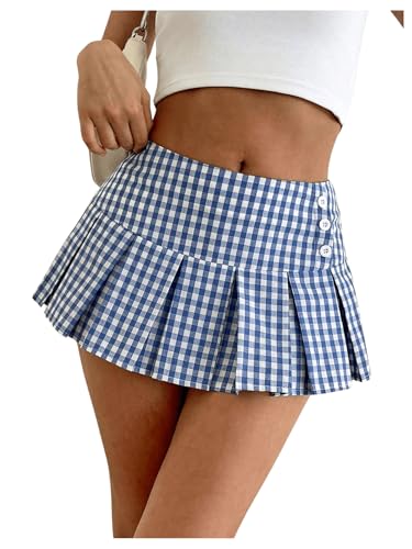 Floerns Women's Plaid Print Pleated Skirt Tartan School Uniform Mini