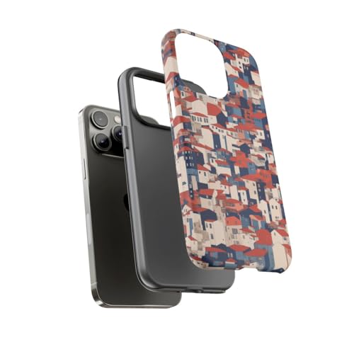 Coque rigide mate iPhone 14 Pro Max toits rouges anti-choc chic - 3