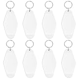 PPhtony 8PCS Motel Keychain Blank Vintage Hotel Key Tags Holders for Bagpacks Car Keys Resin Vinyl Printing Laser Engraving DIY Craft Projects Gifts Ornaments Accessories Small Business Supplies,White